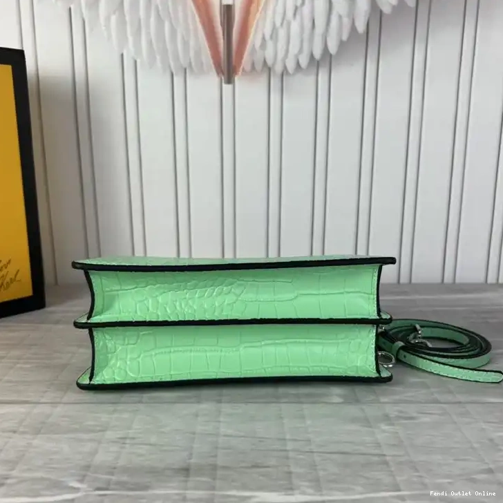 Affordable In Cut Mini Crocodile Leather Peekaboo Fendi Green Bag 0625